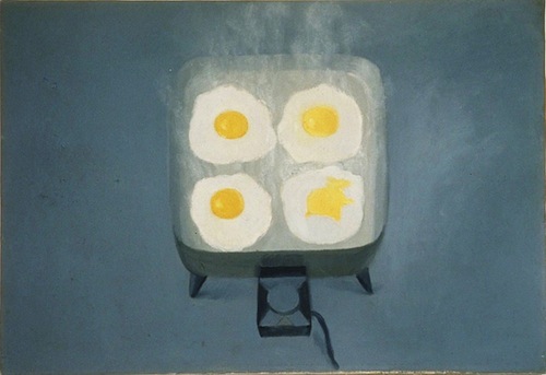 Vija Celmins. "Eggs," 1964. Oil on canvas. 24 1/4 x 35 1/4 in. Museum of Contemporary Art San Diego. Museum purchase with funds from George Wick and Ansley I. Graham Trust, Los Angeles in memory of Hope Wick. © Vija Celmins.