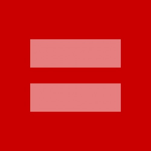 Human Rights Campaign's pinkk-on-red equal sign