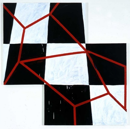 "Blood on the Tracks," 2005 Oil on canvas, 54 x 54 inches  © Mary Heilmann Courtesy the artist, 303 Gallery, New York and Hauser & Wirth, Zürich London 