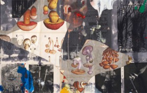 Arturo Herrera, "Mushrooms (detail)," 2009. Mixed media on paper; 57.625 x 44.75 inches; Artwork © Arturo Herrera/Image courtesy of the artist and Sikkema Jenkins & Co., New York.