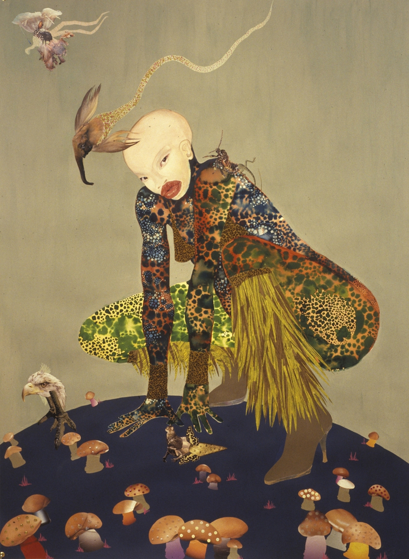 Wangechi Mutu, Riding Death in My Sleep. 2002. Ink and collage on paper, 60 x 44 inches (152.4 x 111.76 cm). Collection of Peter Norton, New York. Â© Wangechi Mutu