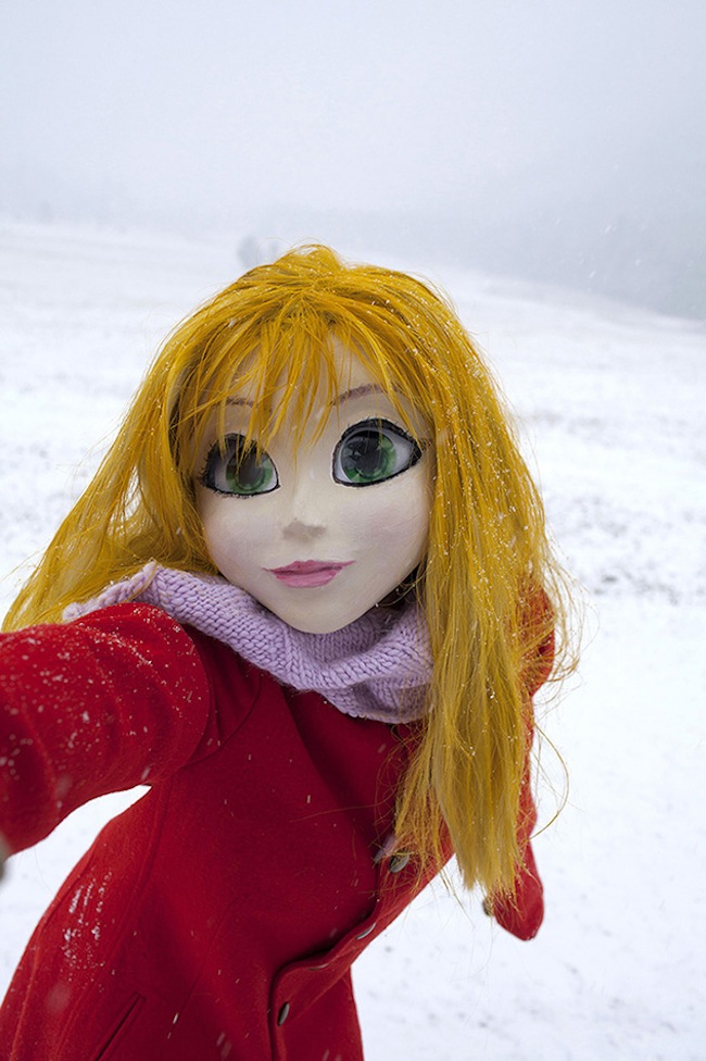 Laurie Simmons. "Yellow Hair/Red Coat/Snow/Selfi," 2014. Courtesy the artist and Salon 94, New York, NY.