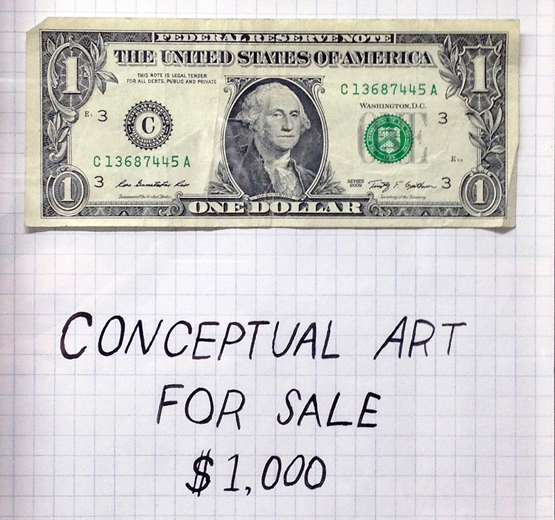 Pat Falco, Conceptual Art For Sale, 2013. Mixed media; 19" x 24 inches. Courtesy the artist.