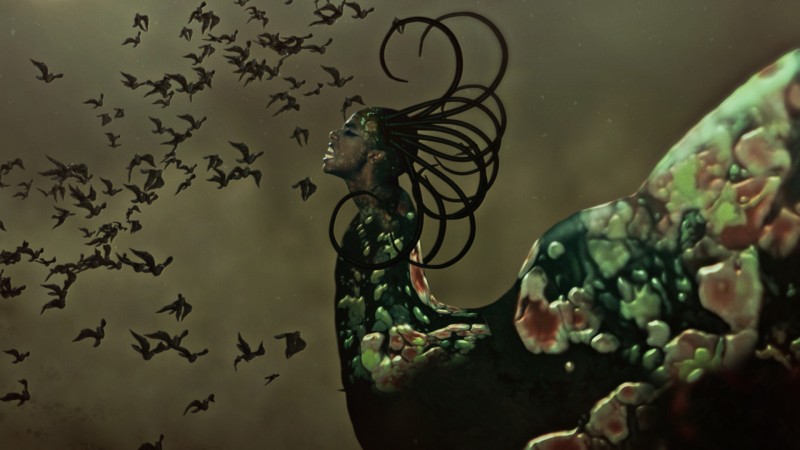 Wangechi Mutu. "The End of eating Everything" (still), 2013. Animated video (color, sound), 8: 10 minutes. Courtesy of the Artist, Gladstone Gallery, and Victoria Miro Gallery. Commissioned by the Nasher Museum of Art at Duke University, Durham, North Carolina.