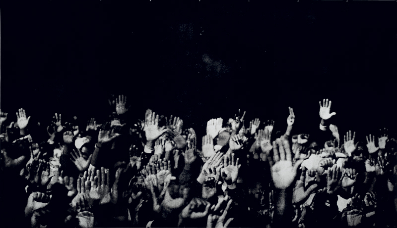 Glenn Ligon (b. 1960), Hands, 1996. Silkscreen ink and gesso on unstretched canvas. 82 × 144 in. (208.3 × 365.8 cm). Collection of Eileen Harris Norton © Glenn Ligon; photograph by Fredrik Nilsen