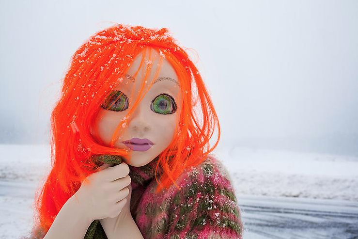 Laurie Simnons,  Orange Hair/Snow/Close Up, 2014