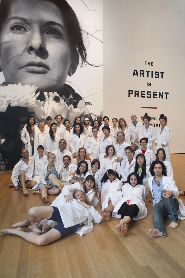Re-performers on closing day of Marina Abramović: The Artist is Present, 2010; Museum of Modern Art, New York. Photo: Erica Papernik.