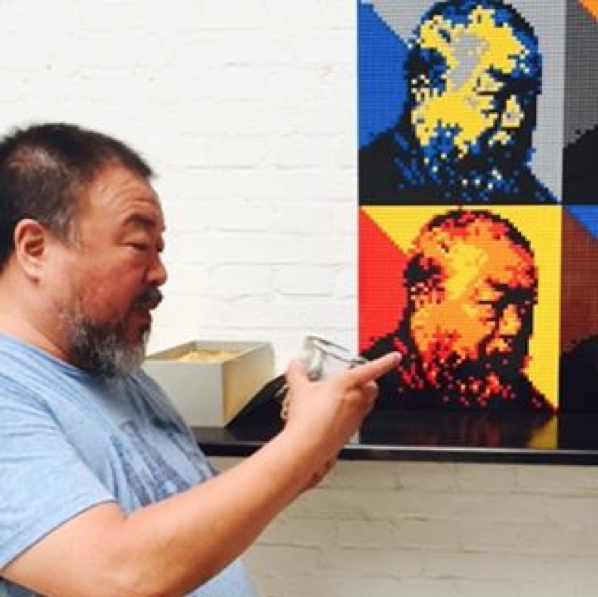 Ai Weiwei with a self-portrait in Legos, via Instagram. 