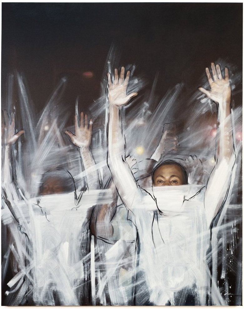 Titus Kaphar, "Yet Another Fight for Remembrance," 2014 Oil on canvas, 60 x 48 x 1 5/8 inches ©Titus Kaphar. Courtesy of the artist and Jack Shainman Gallery, New York