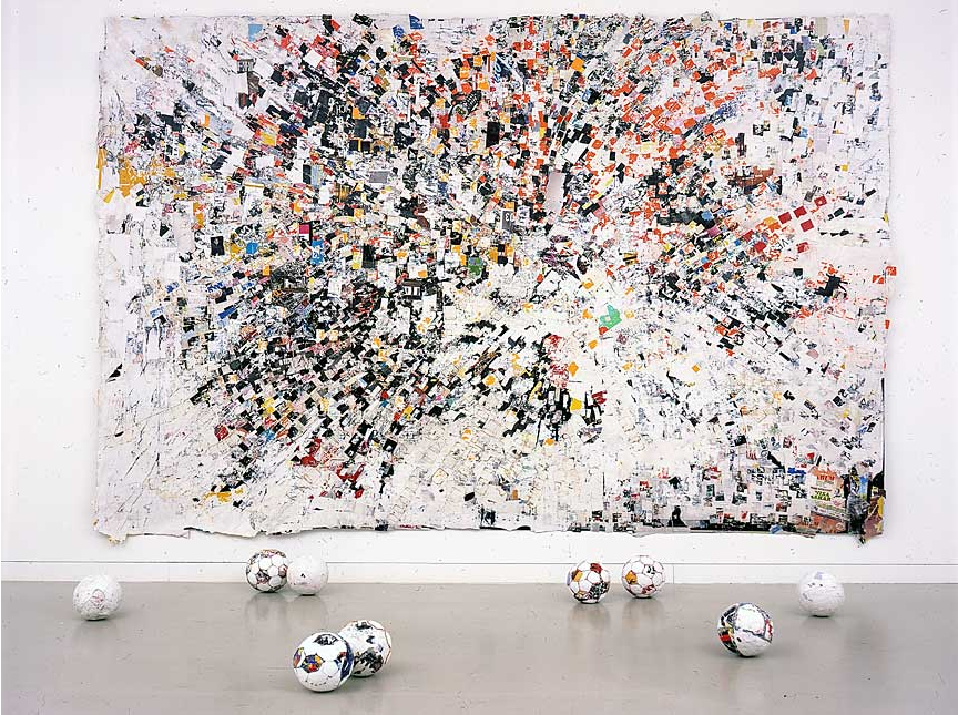 Mark Bradford. Game Recognize Game, 2004. Mixed media and paper collage, 120 x 192 inches. Courtesy Sikkema Jenkins & Co.
