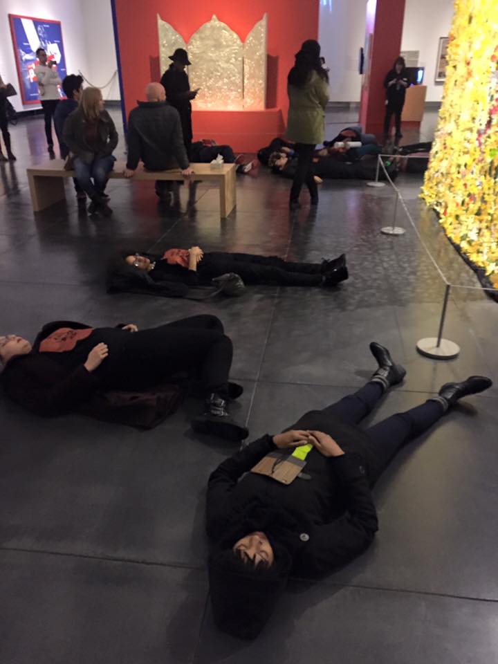 Tacoma Action Collective. Die-in Protest at Tacoma Art Museum. Decmeber 2015. Courtesy Tacoma Action Collective's Facebook page.