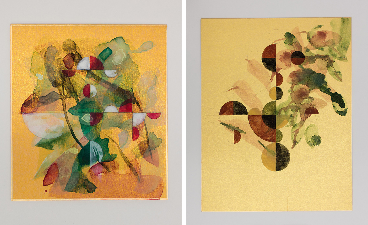 Gabriel Orozco's watercolors on view in Hong Kong. Left: Suisai I, 2016. Right: Suisai III, 2016. Image courtesy of Wallpaper.