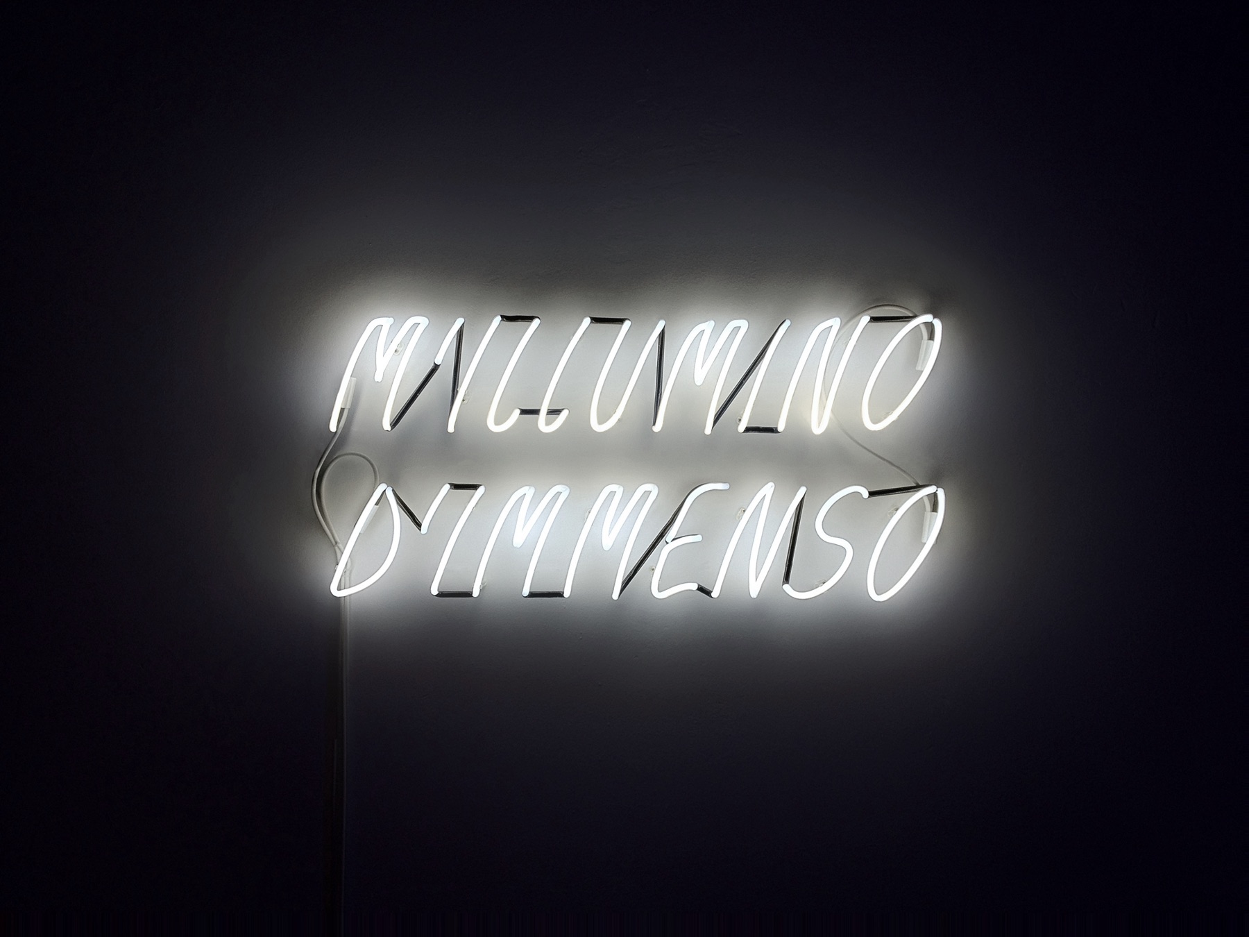 Alfredo Jaar. M’Illumino d’Immenso, 2009. White neon, 18" x 37.8" x 2". Courtesy of the artist and Lia Rumma.