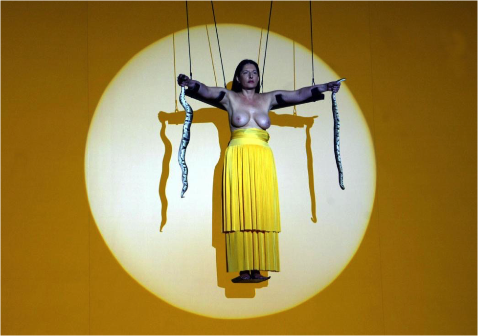 Marina Abramović. The Biography Remix, directed by Michael Laub, July 10, 2005. Photo courtesy of Anne-Christine Poujoulati/AFP/Getty Images.