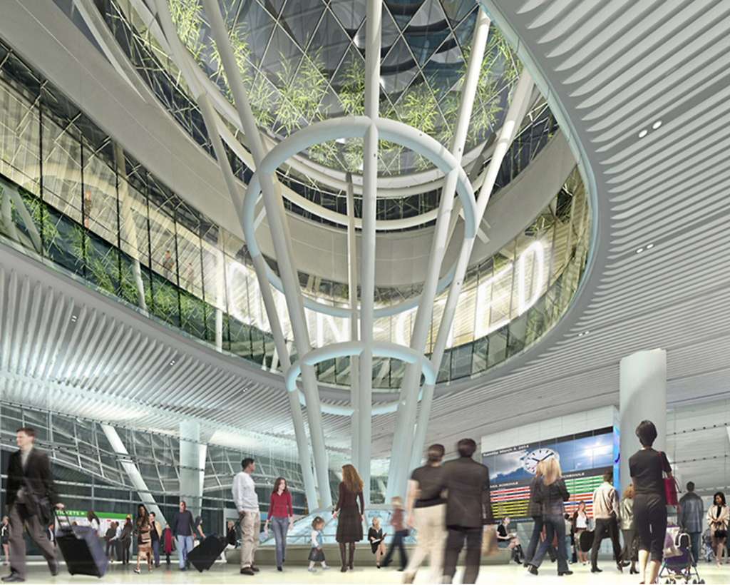 Jenny Holzer’s LED-stream commission in a rendering of the Transbay Transit Center. Photo: Courtesy Of Pelli Clarke Pelli Architects and the SF Chronicle. 