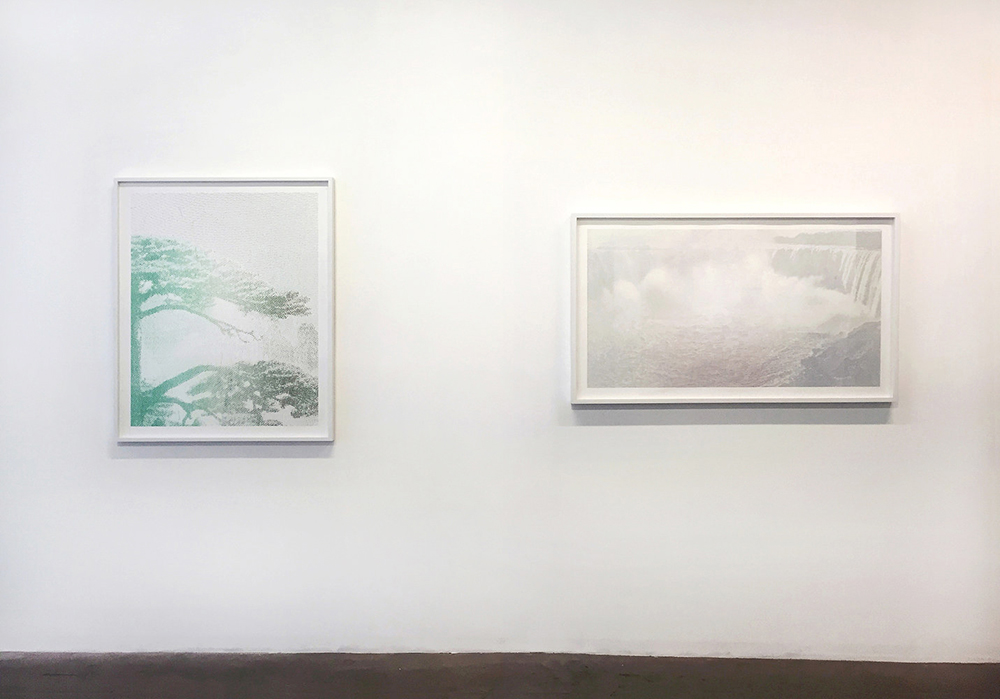 Jesse Chun. Landscape #5 and Landscape #7 (Installation View), 2015 and 2014, Archival Pigment Prints, 43 x 35 inches, 35 x 56 inches. Courtesy Jesse Chun and Spencer Brownstone Gallery, New York. © Jesse Chun.