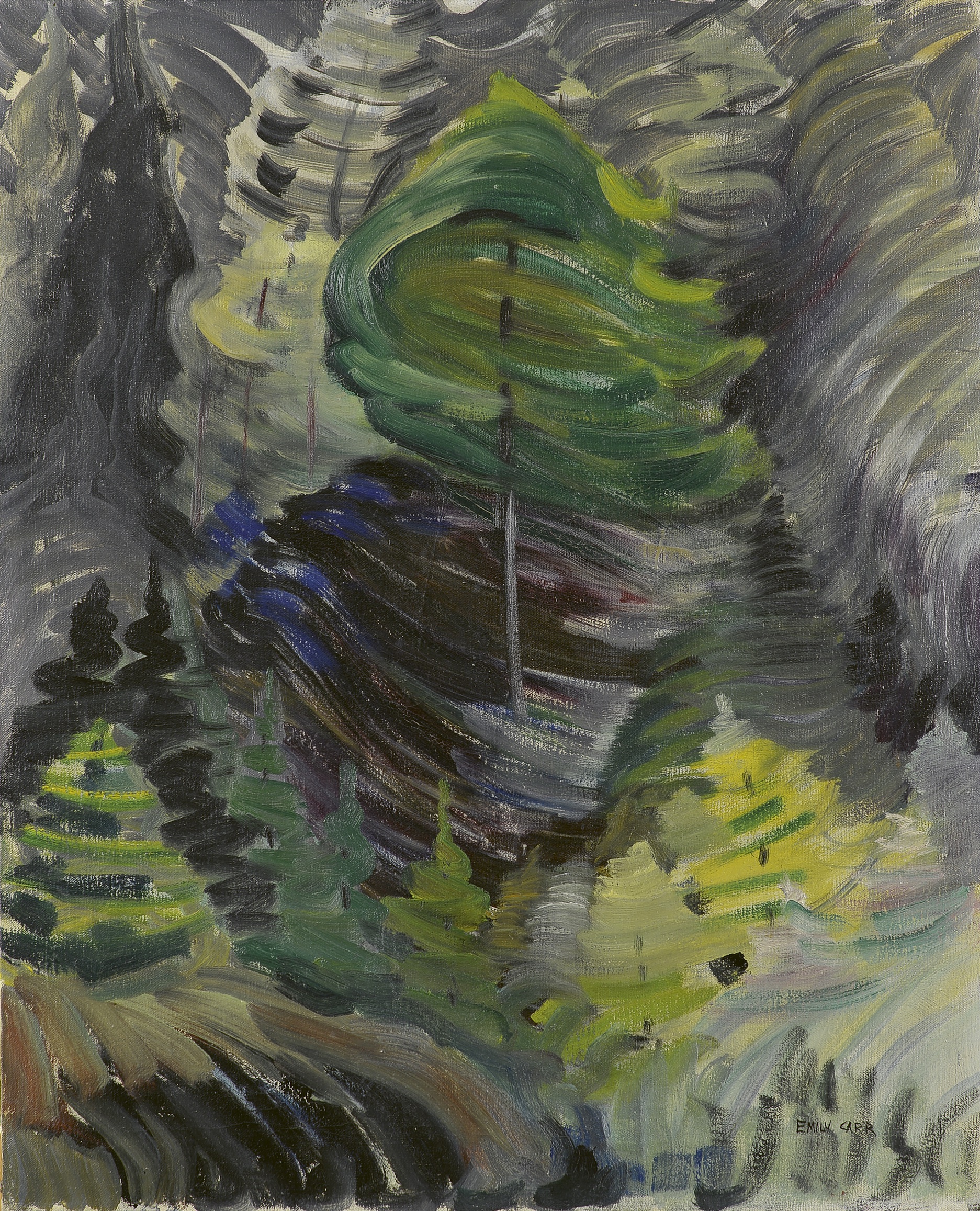 Emily Carr.  Juice of Life, 1938–39. Oil on canvas . Collection of the Art Gallery of Greater Victoria, Gift of Dr. Ethlyn Trapp, Vancouver. Photo: Stephen Topfer, Art Gallery of Greater Victoria.