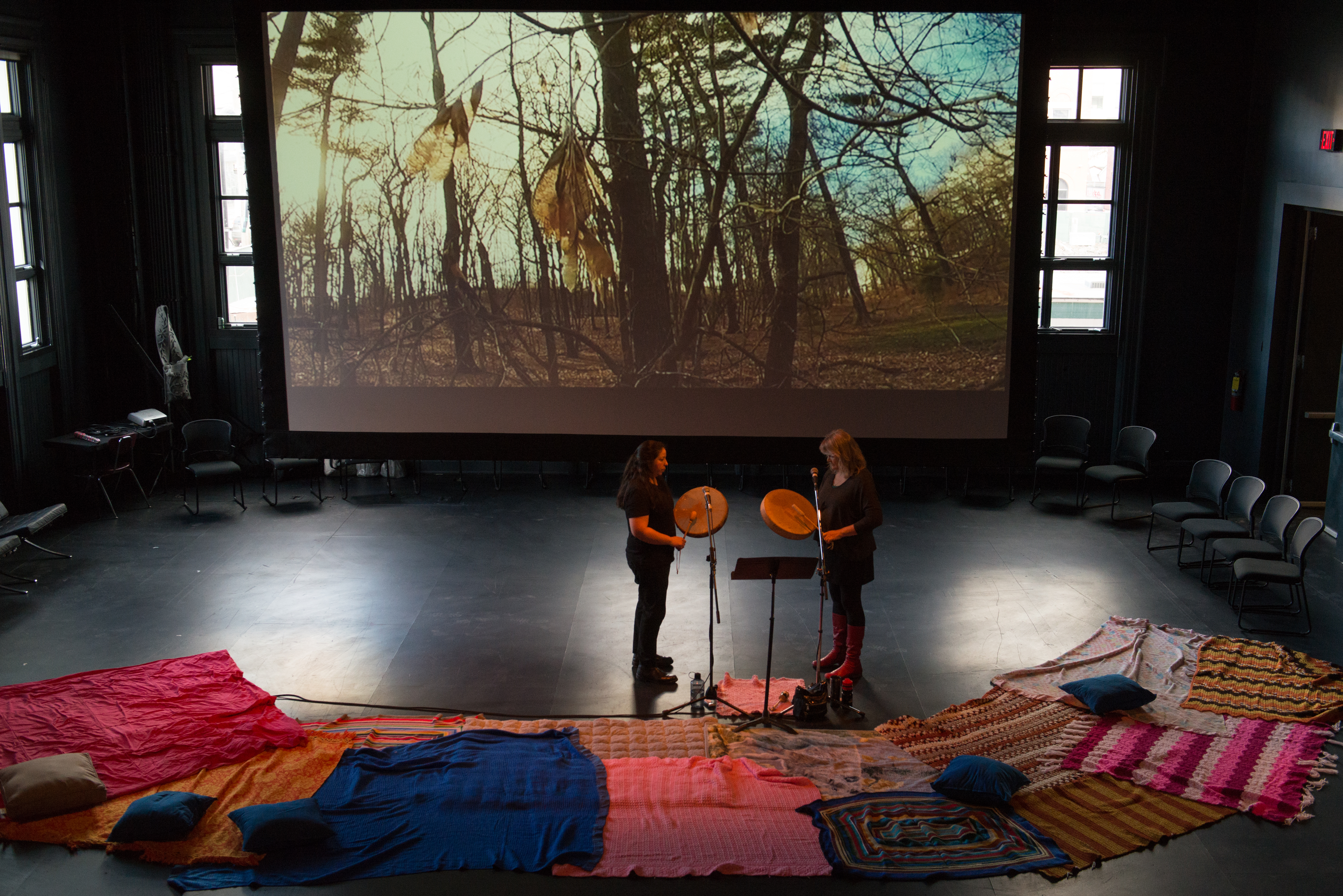  Ursula Johnson with Cheryl L’Hirondelle, Nikamon Ochi Askiy (Ke'tapekiaq Ma'qimikew): The Land Sings, FADO Performance Art Centre, 2016. Photo: Henry Chan. Courtesy of the artist.