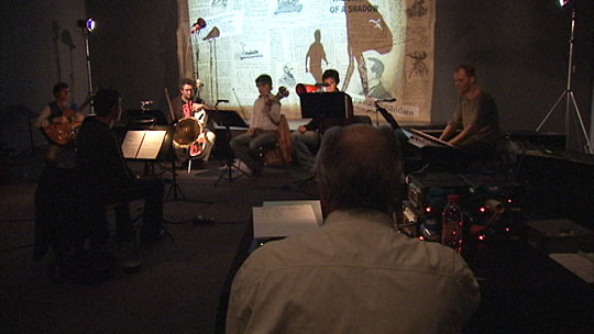 <em>Rehearsals for an early version of</em> I am not me, the horse is not mine <em>at Marian Goodman Gallery, Paris, 2008</em>. Production still. © Art21, Inc. 2008.